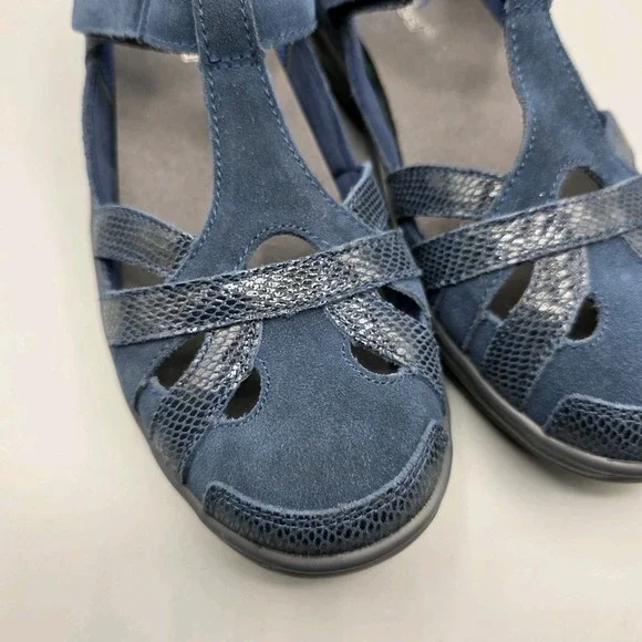 Orthofeet Juno Shoes Womens 9 Navy Blue T Strap Comfort Mary Jane Adjustable - Picture 2 of 12